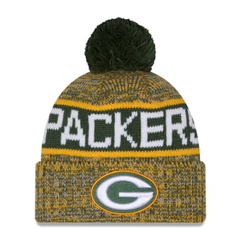 Men's New Era Green Green Bay Packers Marled Cuffed Knit Hat with Pom