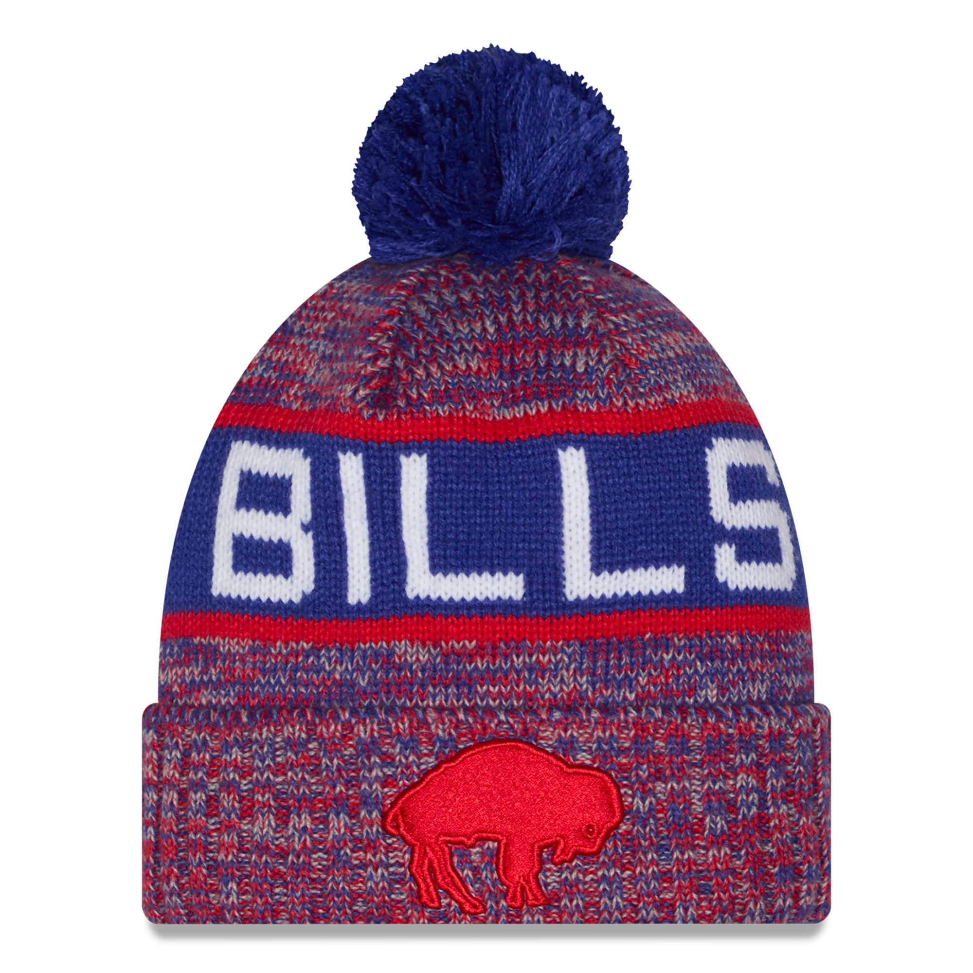 Men's New Era Royal Buffalo Bills Throwback Marled Cuffed Knit Hat with Pom