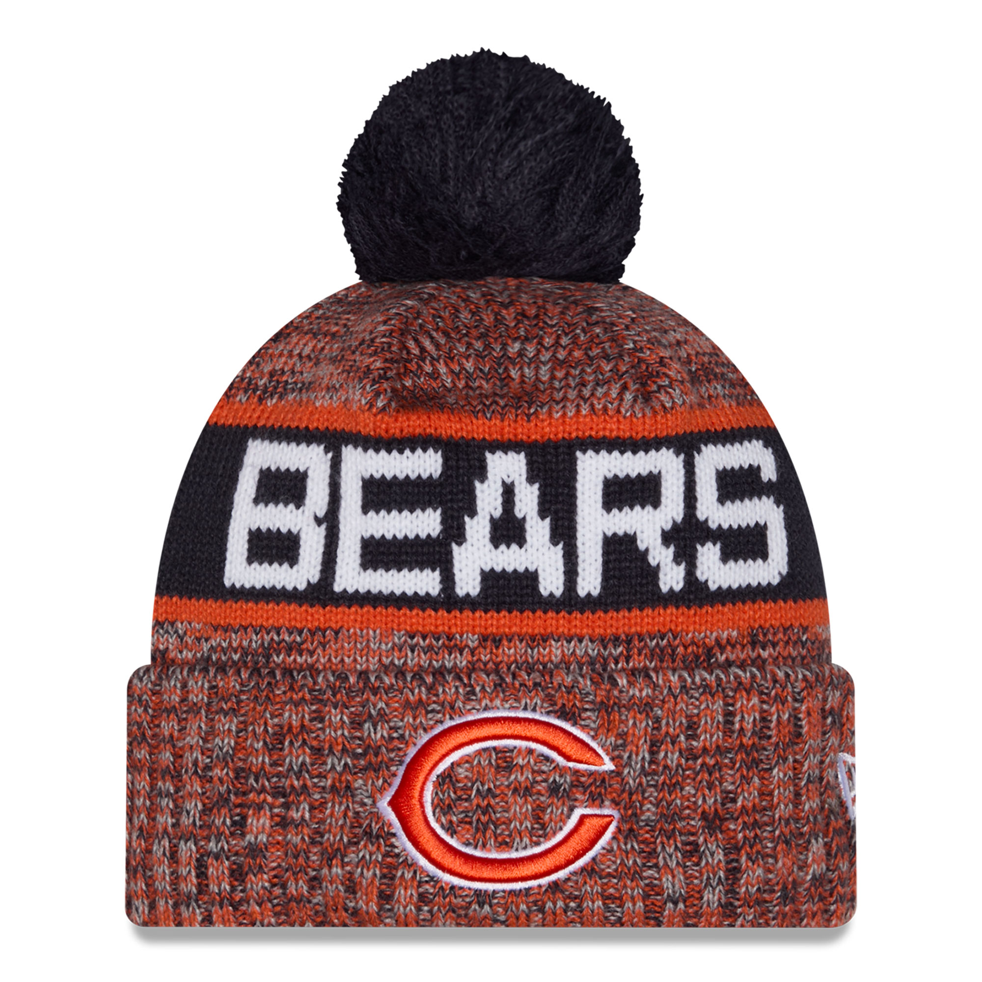Men's New Era Navy Chicago Bears Marled Cuffed Knit Hat with Pom