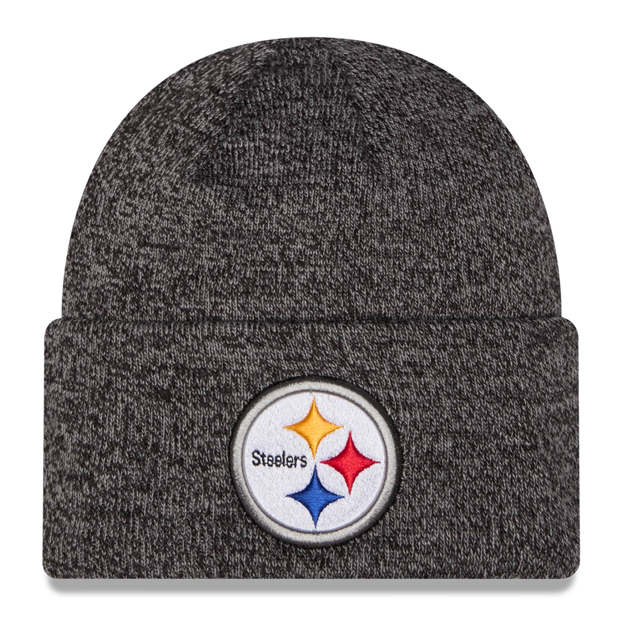 Men's New Era Black Pittsburgh Steelers Marled Cuffed Knit Hat