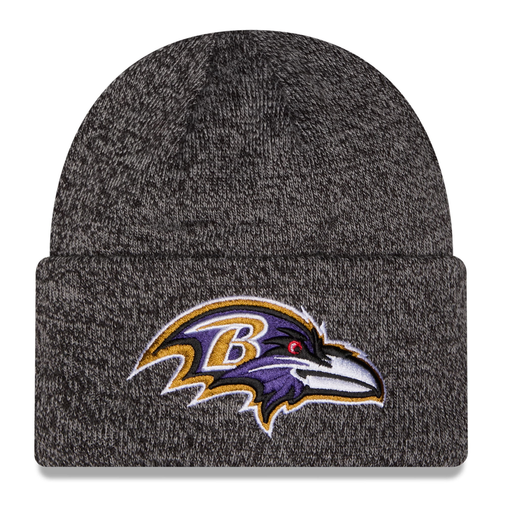 Men's New Era Black Baltimore Ravens Marled Cuffed Knit Hat