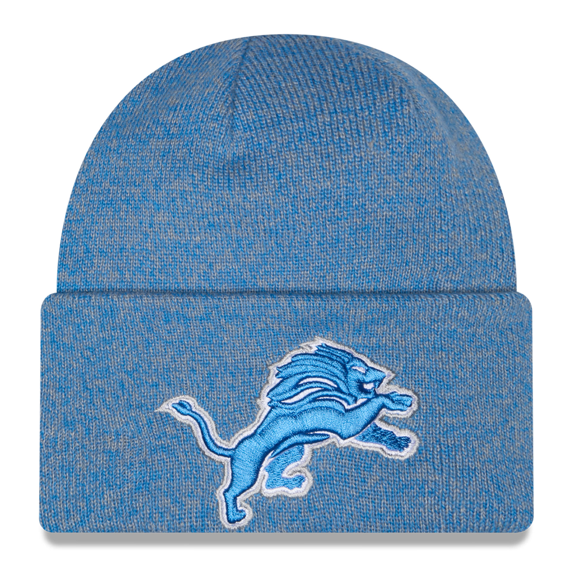 Men's New Era Blue Detroit Lions Marled Cuffed Knit Hat