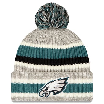 Men's New Era Midnight Green/Gray Philadelphia Eagles Stripe Cuff Knit Hat with Pom