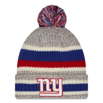 Men's New Era Royal/Gray New York Giants Stripe Cuff Knit Hat with Pom