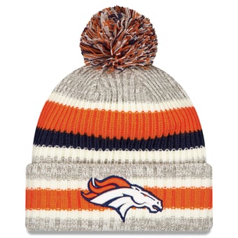 Men's New Era Orange/Gray Denver Broncos Stripe Cuff Knit Hat with Pom