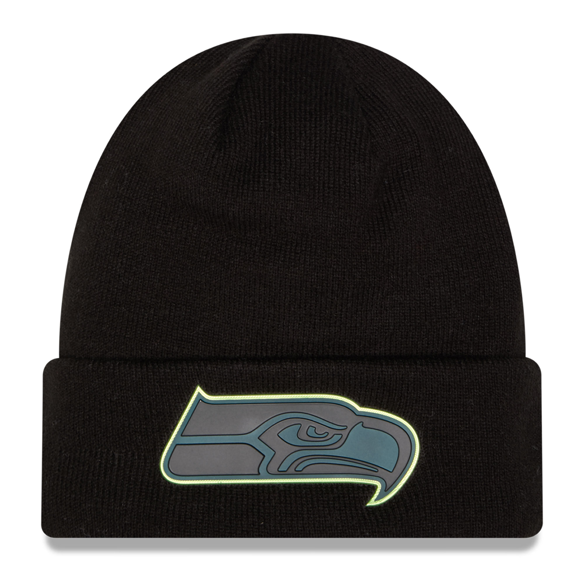 Men's New Era Black Seattle Seahawks Chrome Cuffed Knit Hat