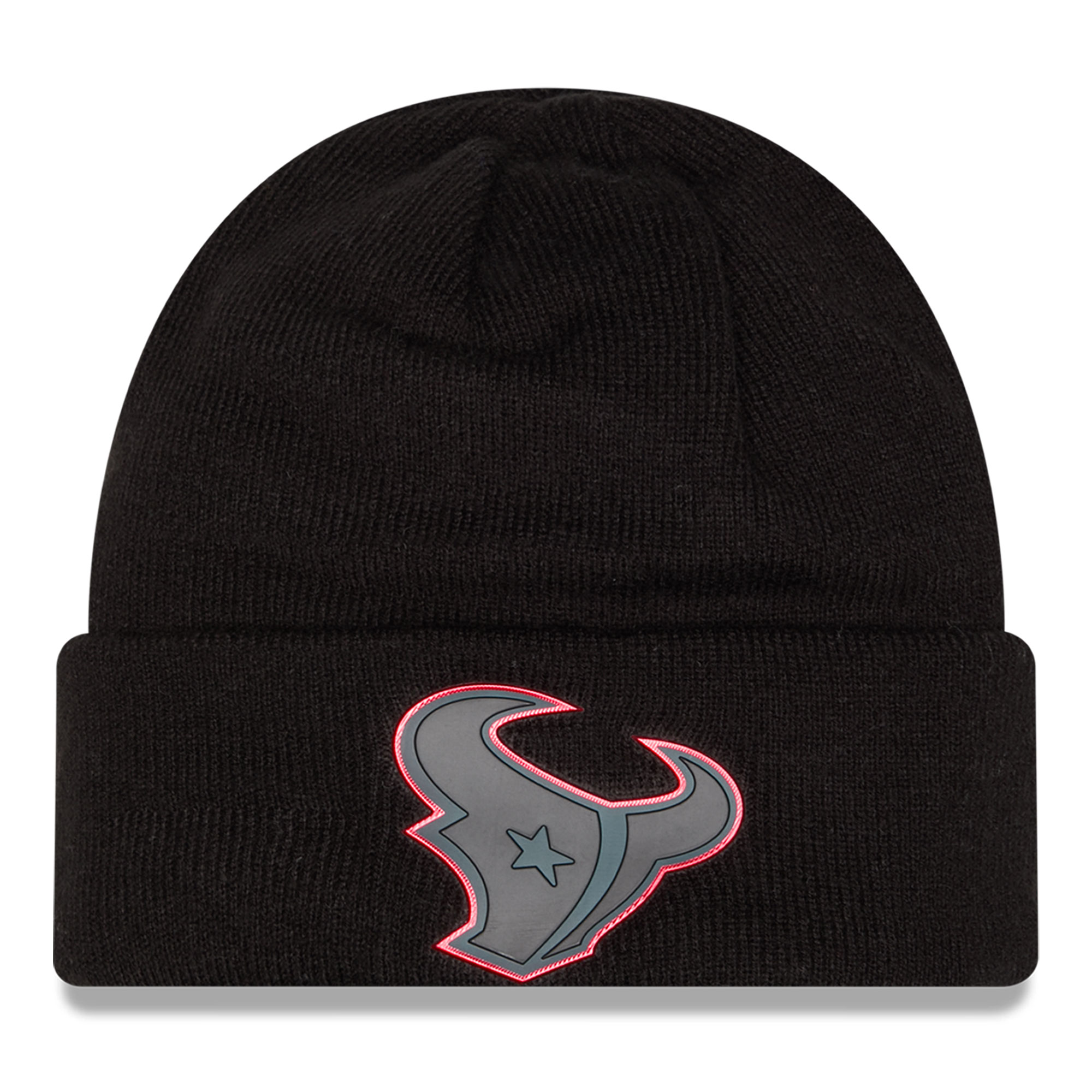 Men's New Era Black Houston Texans Chrome Cuffed Knit Hat