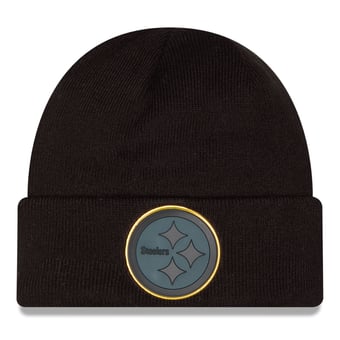 Men's New Era Black Pittsburgh Steelers Chrome Cuffed Knit Hat