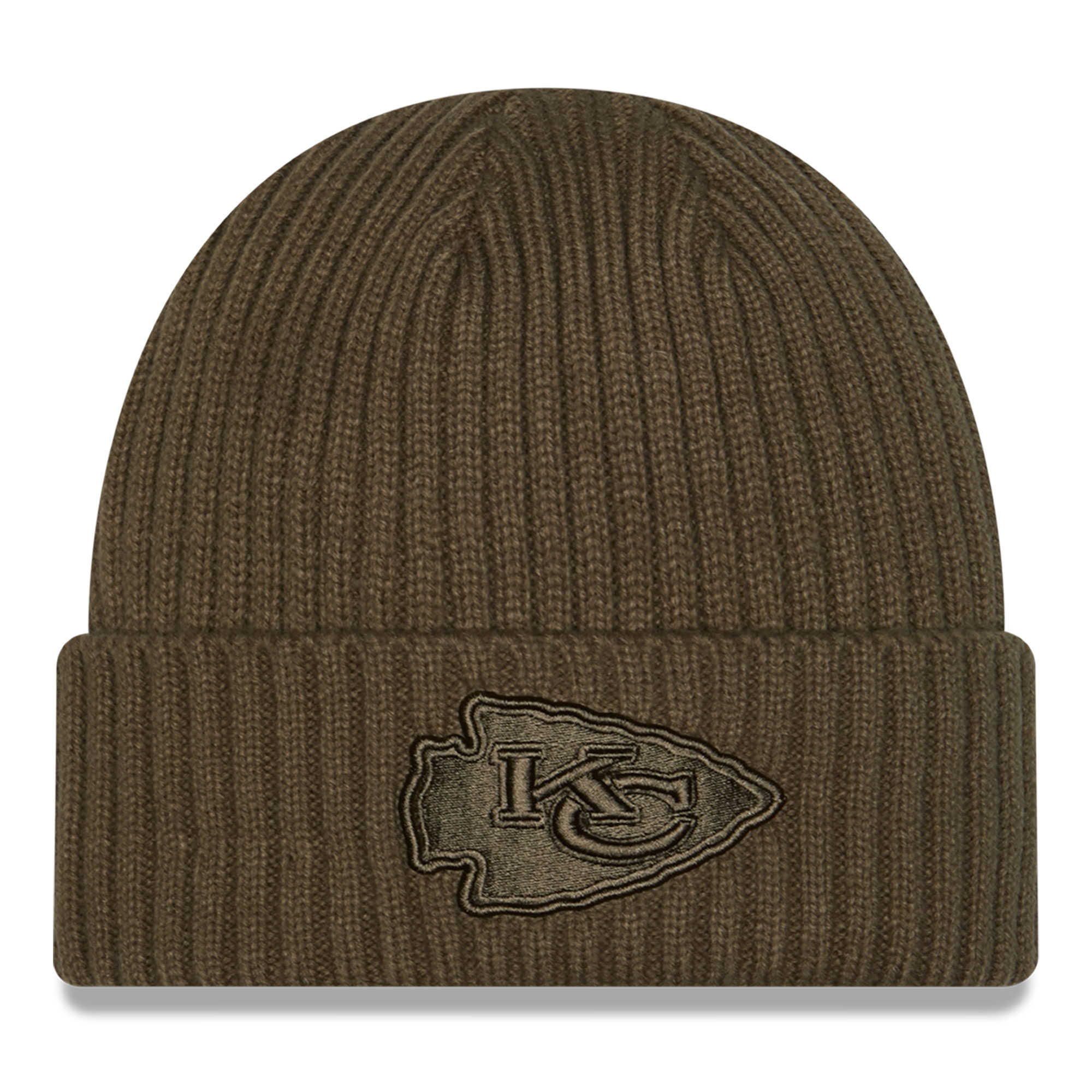 Men's New Era  Olive Kansas City Chiefs Color Pack Cuffed Knit Hat