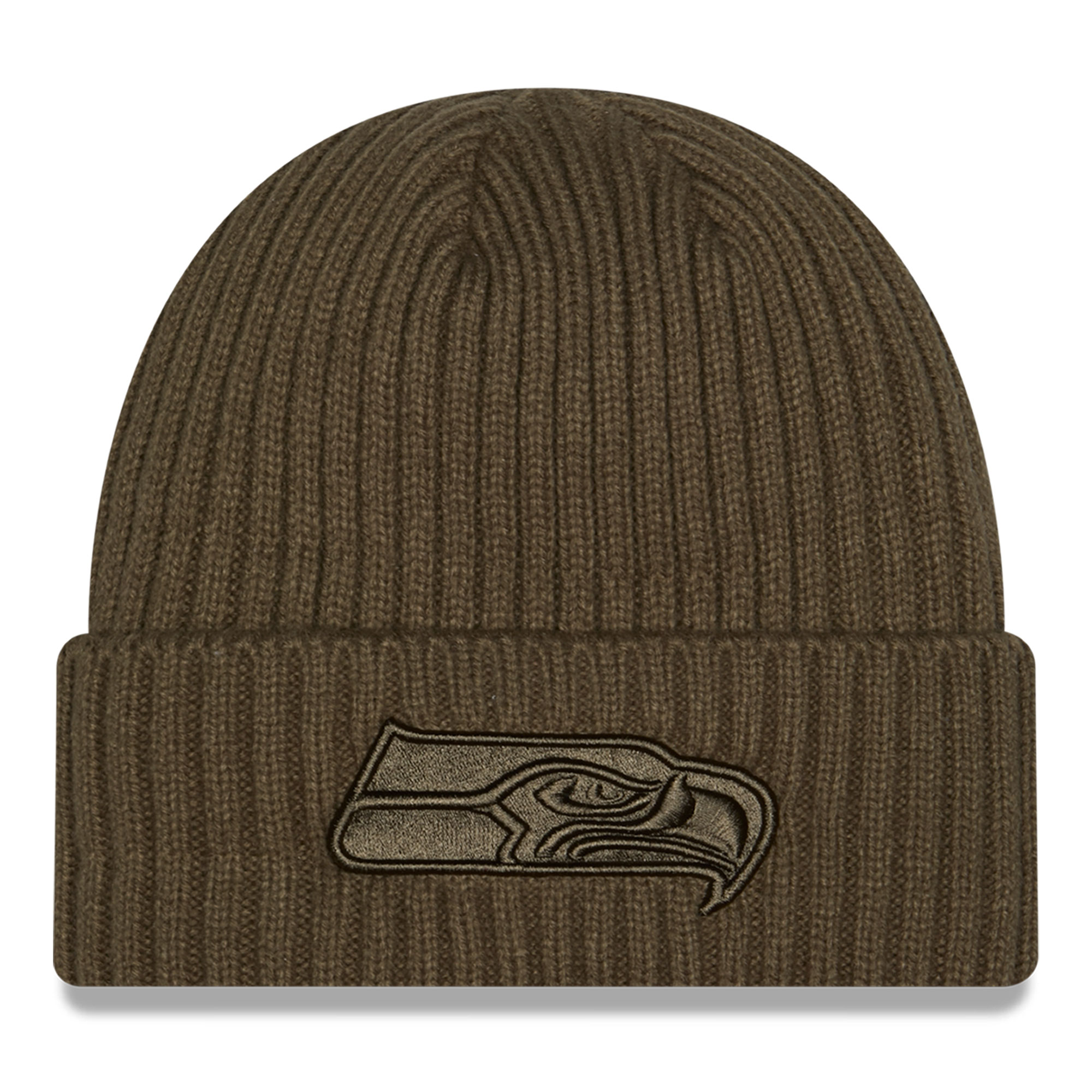 Men's New Era  Olive Seattle Seahawks Color Pack Cuffed Knit Hat