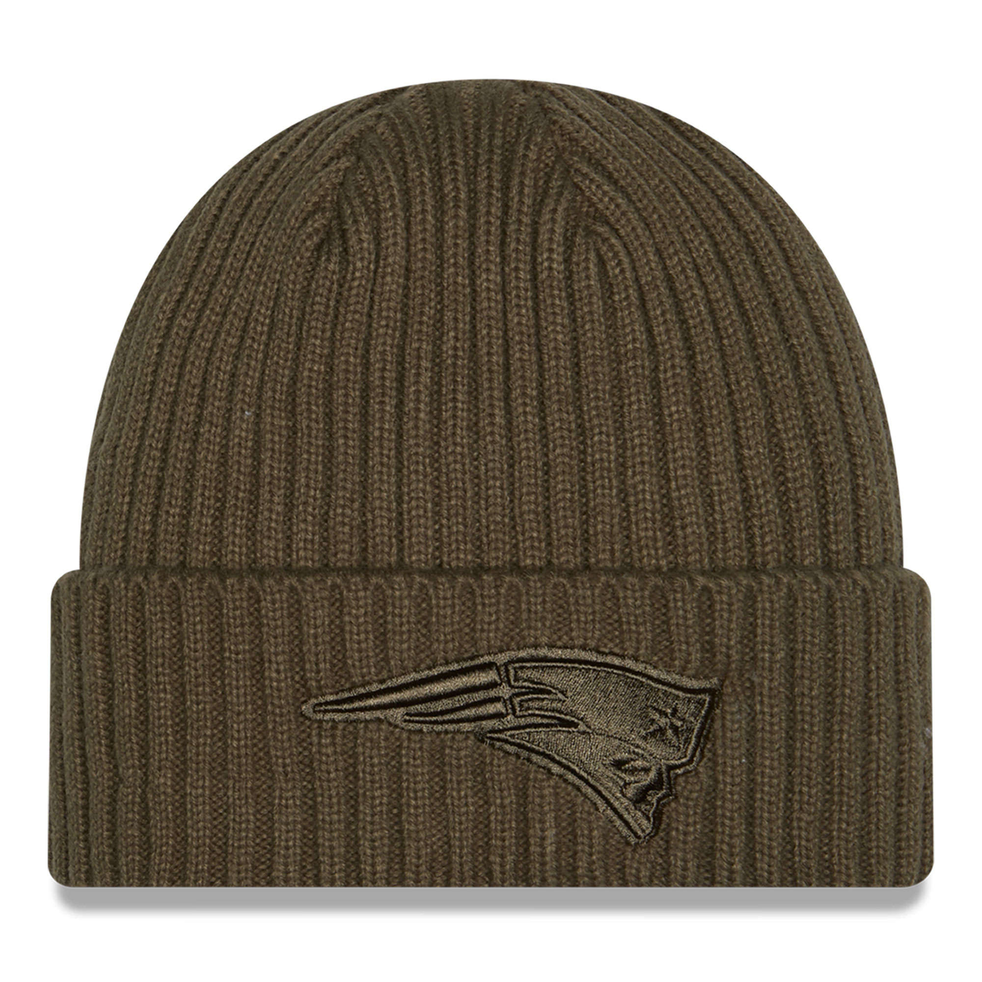 Men's New Era  Olive New England Patriots Color Pack Cuffed Knit Hat