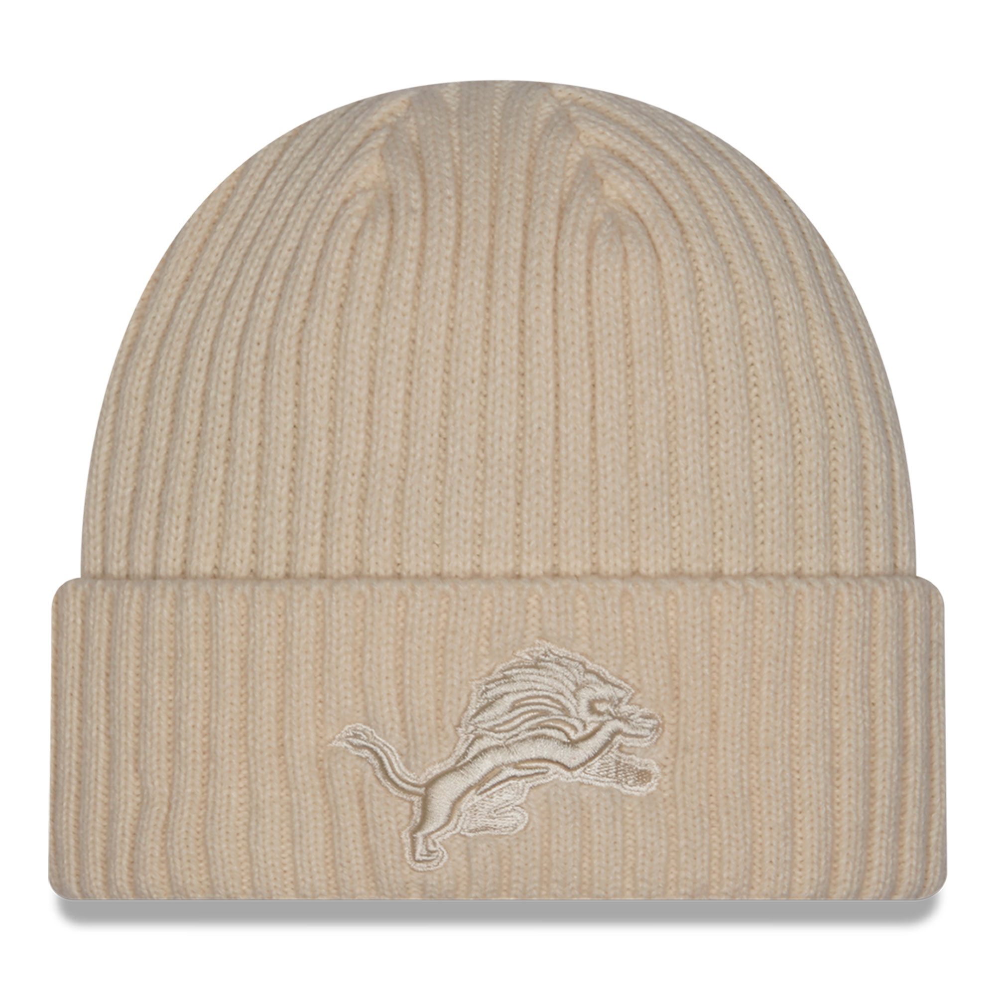 Men's New Era  Cream Detroit Lions Color Pack Cuffed Knit Hat