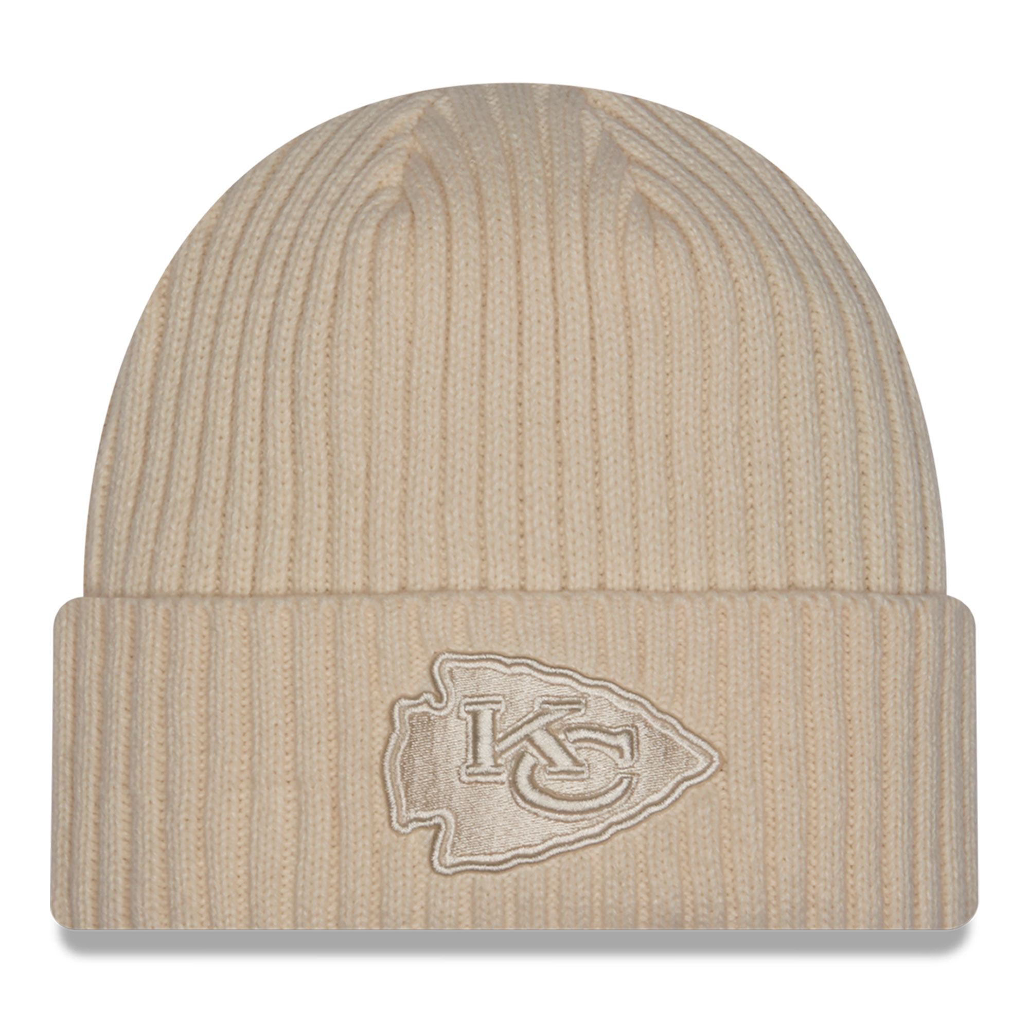 Men's New Era Cream Kansas City Chiefs Color Pack Cuffed Knit Hat