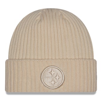 Men's New Era  Cream Pittsburgh Steelers Color Pack Cuffed Knit Hat