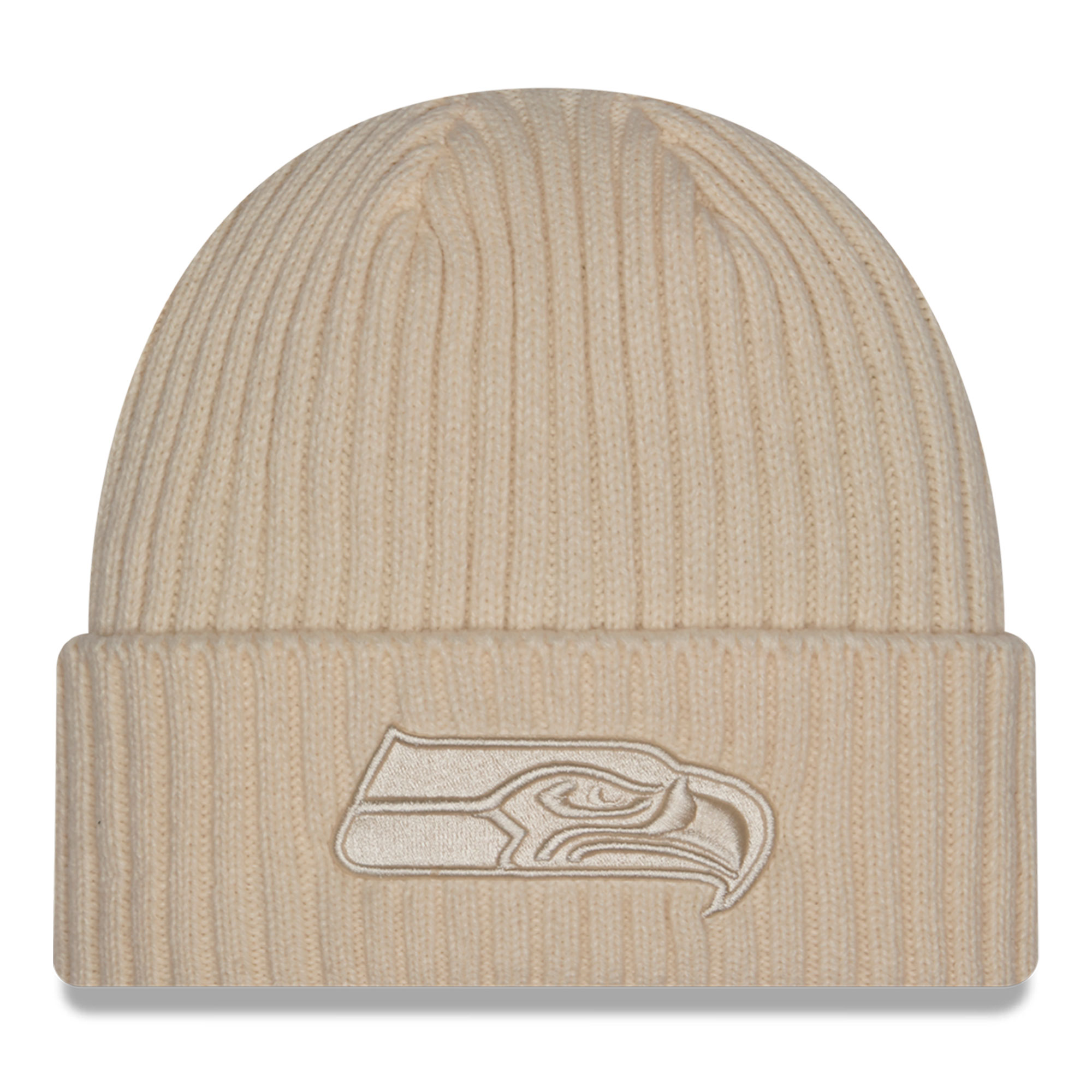Men's New Era  Cream Seattle Seahawks Color Pack Cuffed Knit Hat