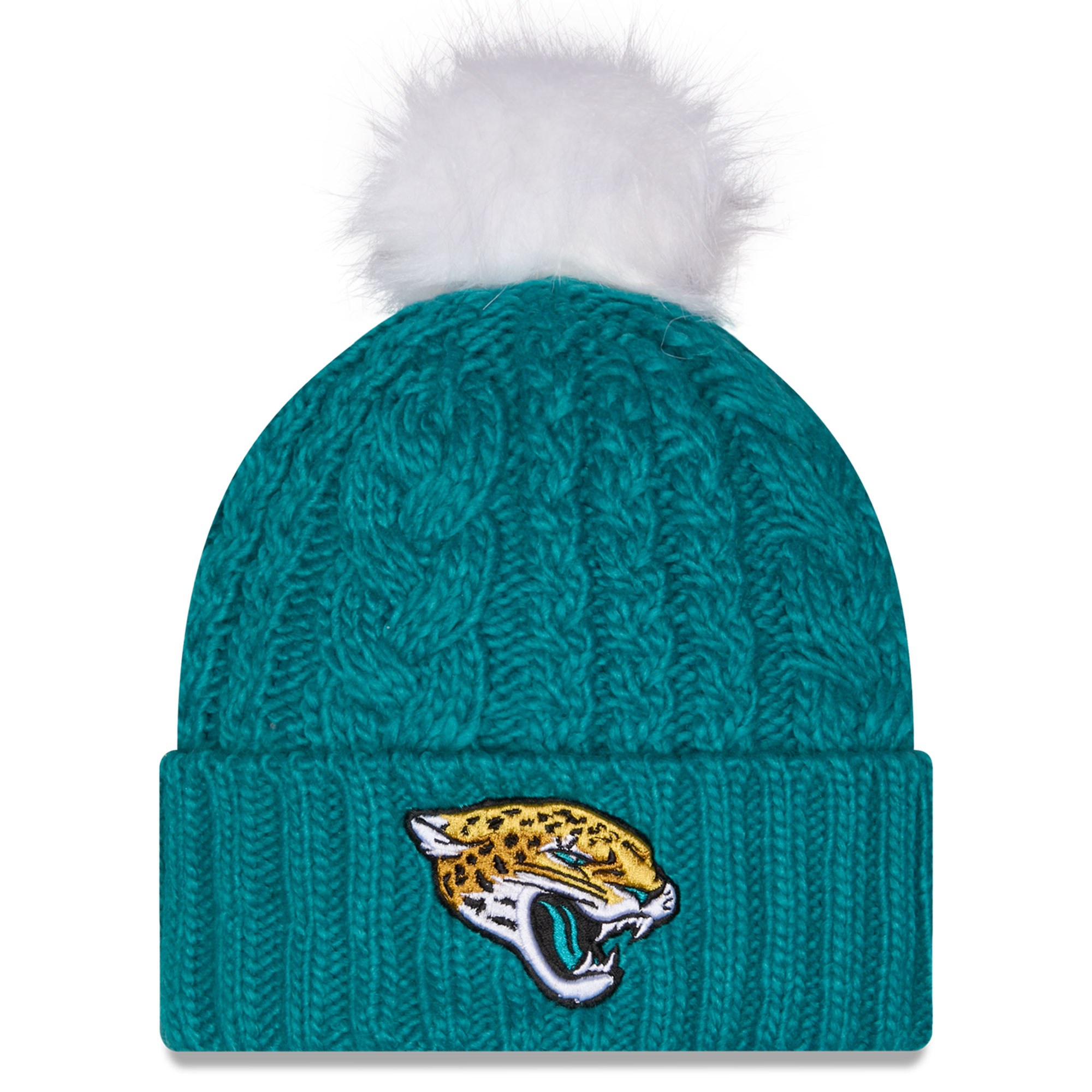 Women's New Era Teal Jacksonville Jaguars Single Knit Hat with Pom