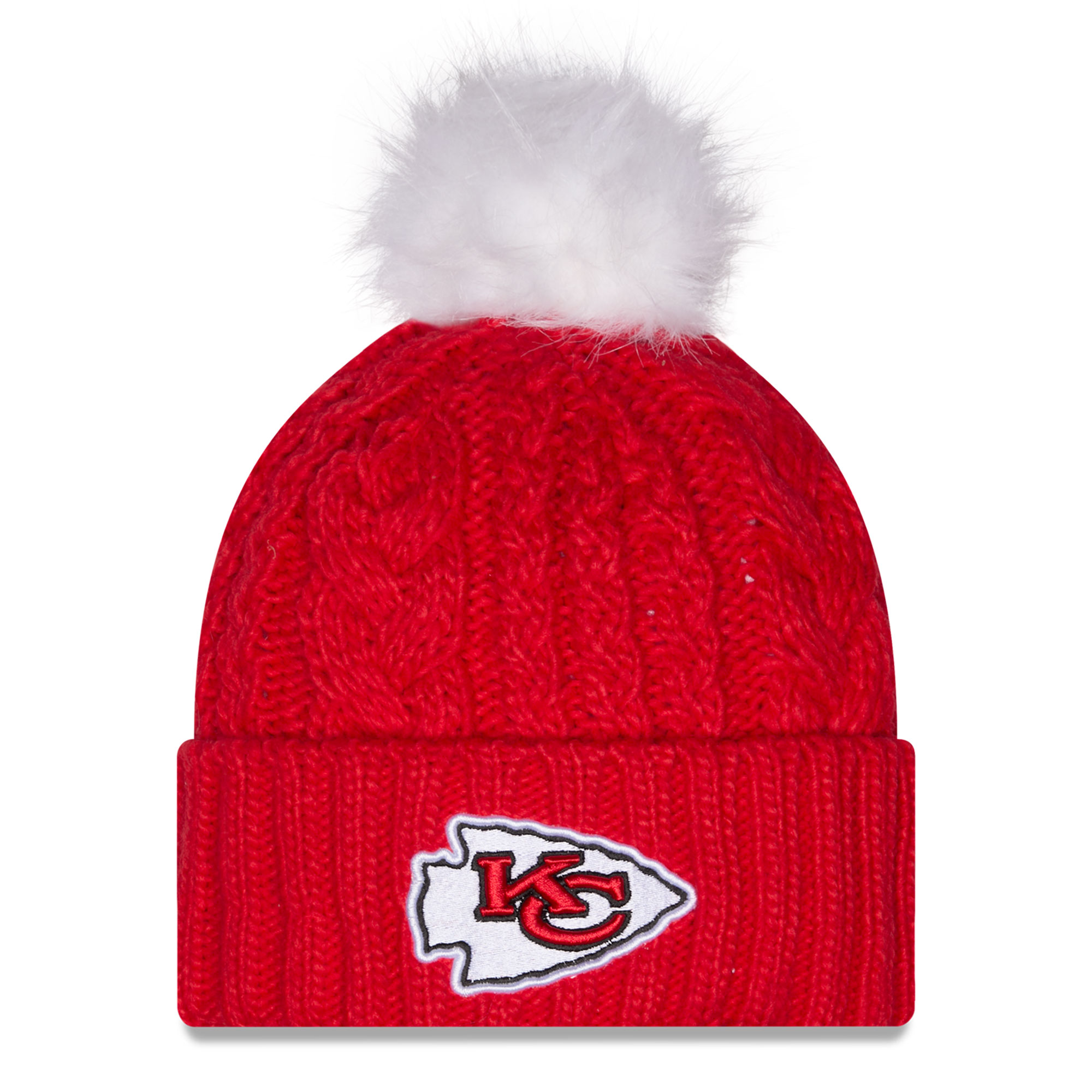 Women's New Era Red Kansas City Chiefs Single Knit Hat with Pom