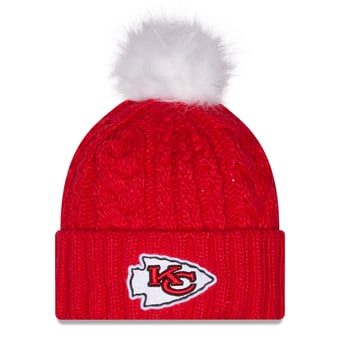 Women's New Era Red Kansas City Chiefs Single Knit Hat with Pom