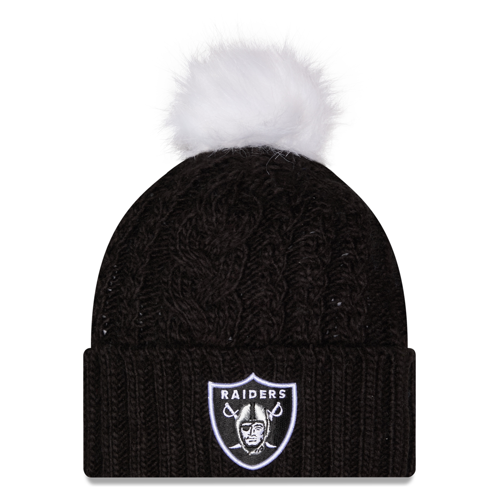 Women's New Era Black Las Vegas Raiders Single Knit Hat with Pom