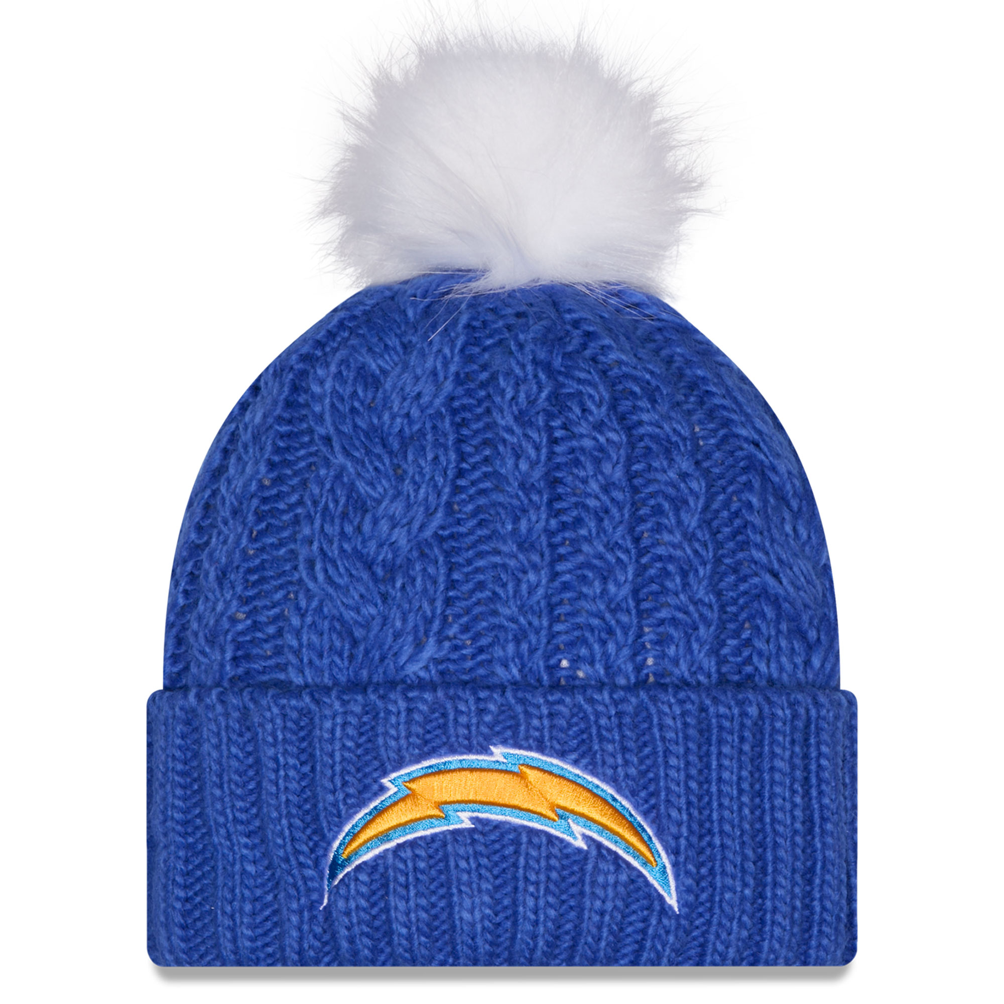 Women's New Era Powder Blue Los Angeles Chargers Single Knit Hat with Pom