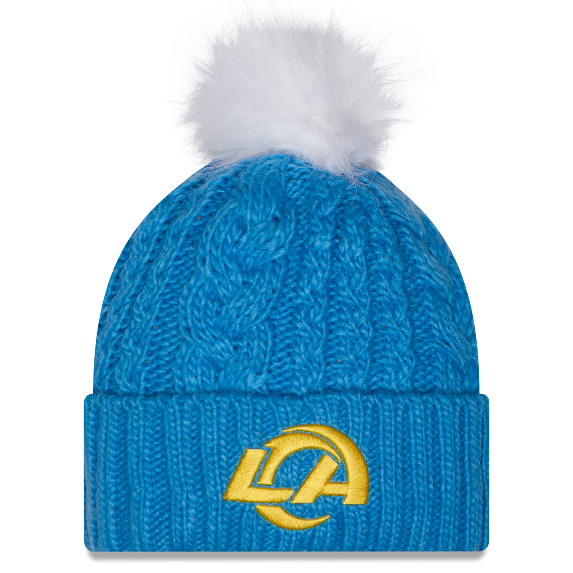Women's New Era Royal Los Angeles Rams Single Knit Hat with Pom