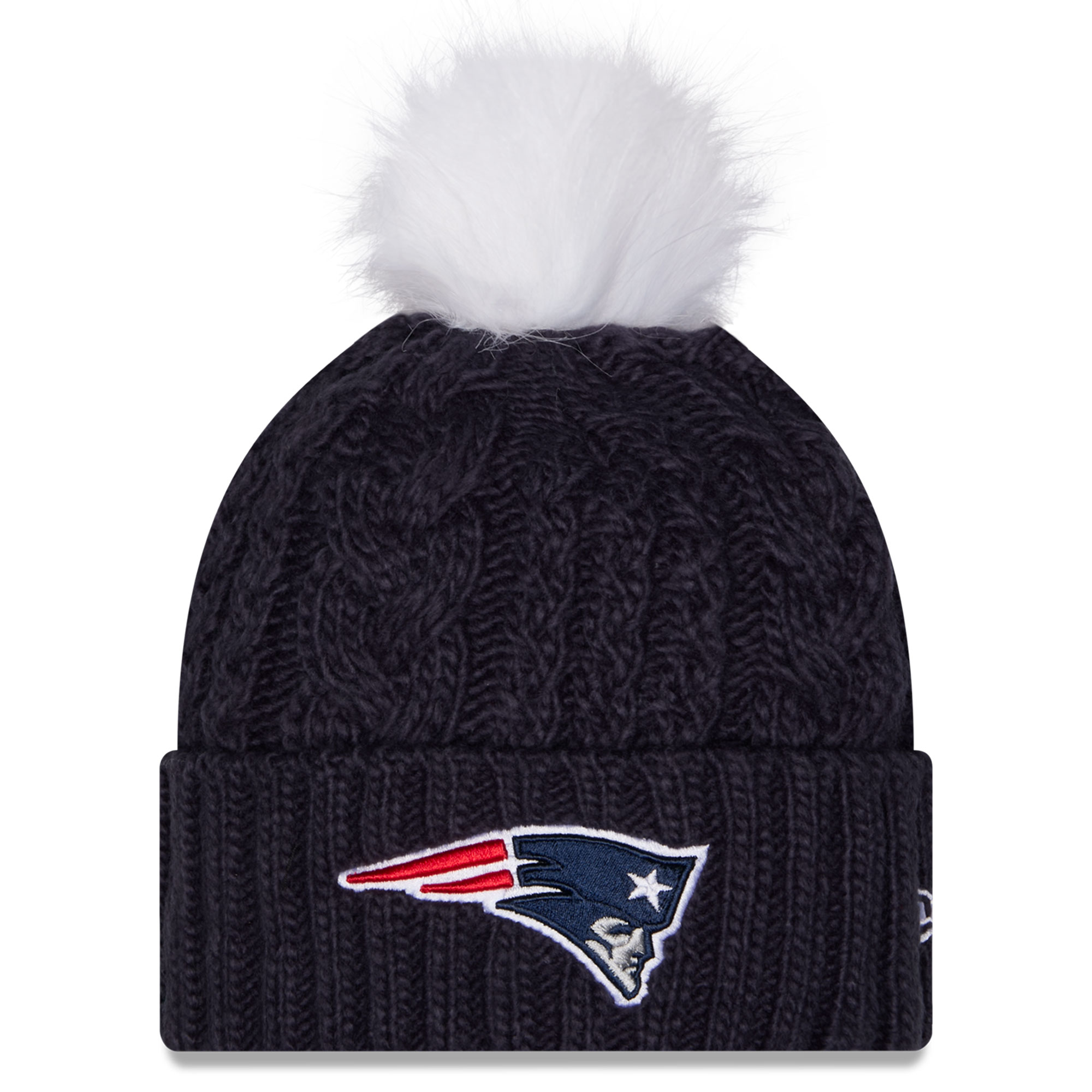 Women's New Era Navy New England Patriots Single Knit Hat with Pom