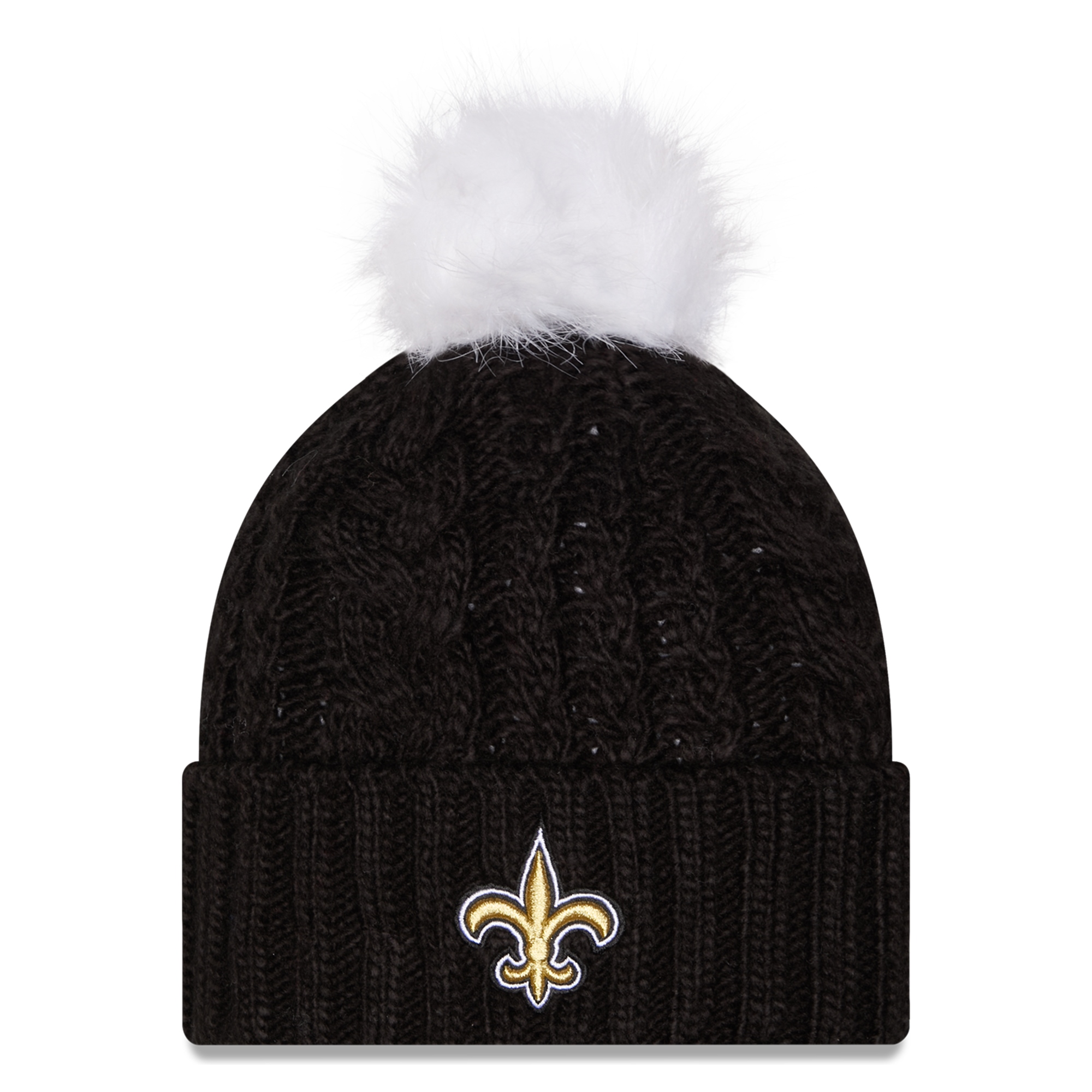 Women's New Era Black New Orleans Saints Single Knit Hat with Pom