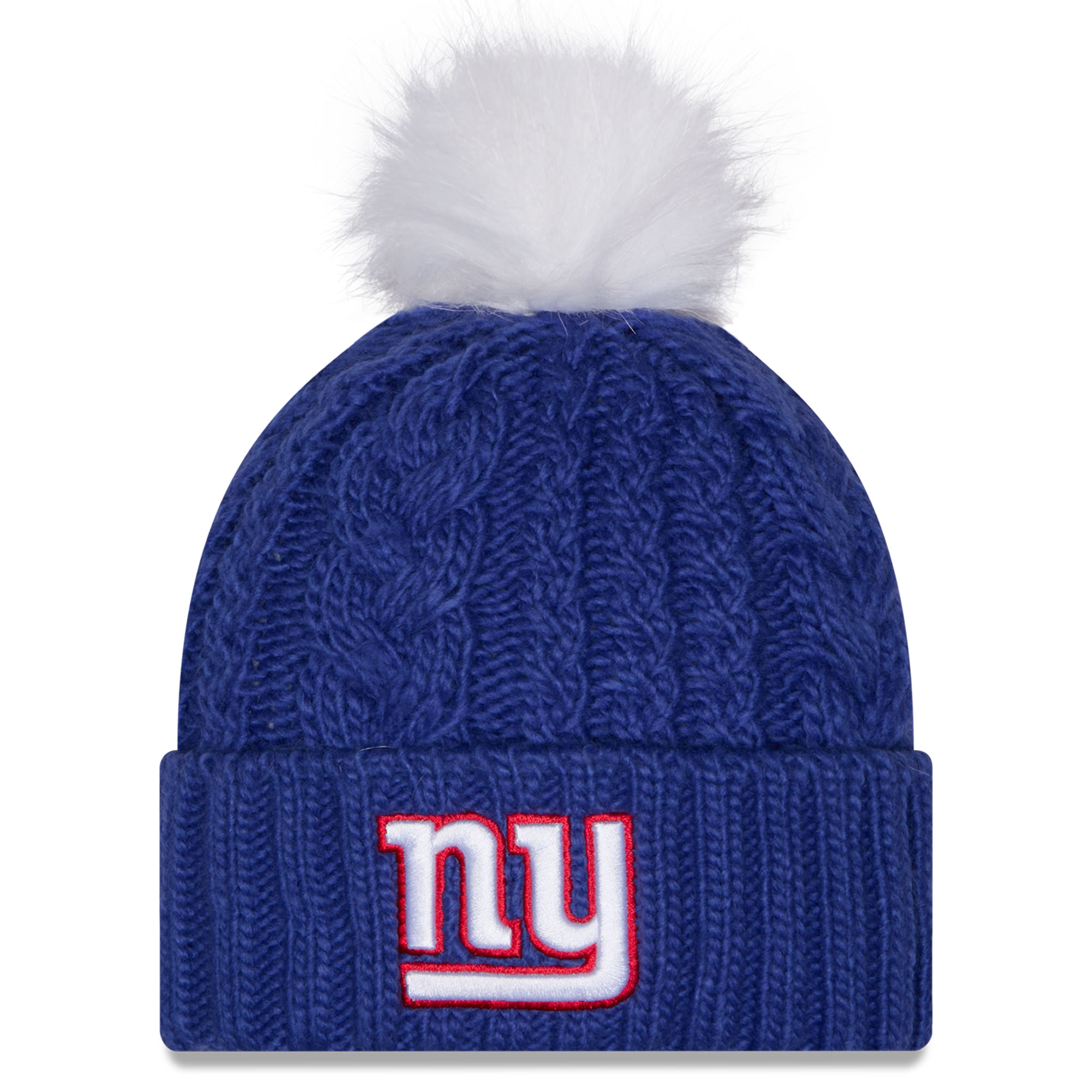 Women's New Era Royal New York Giants Single Knit Hat with Pom