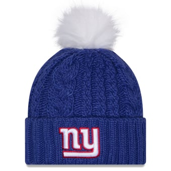 Women's New Era Royal New York Giants Single Knit Hat with Pom