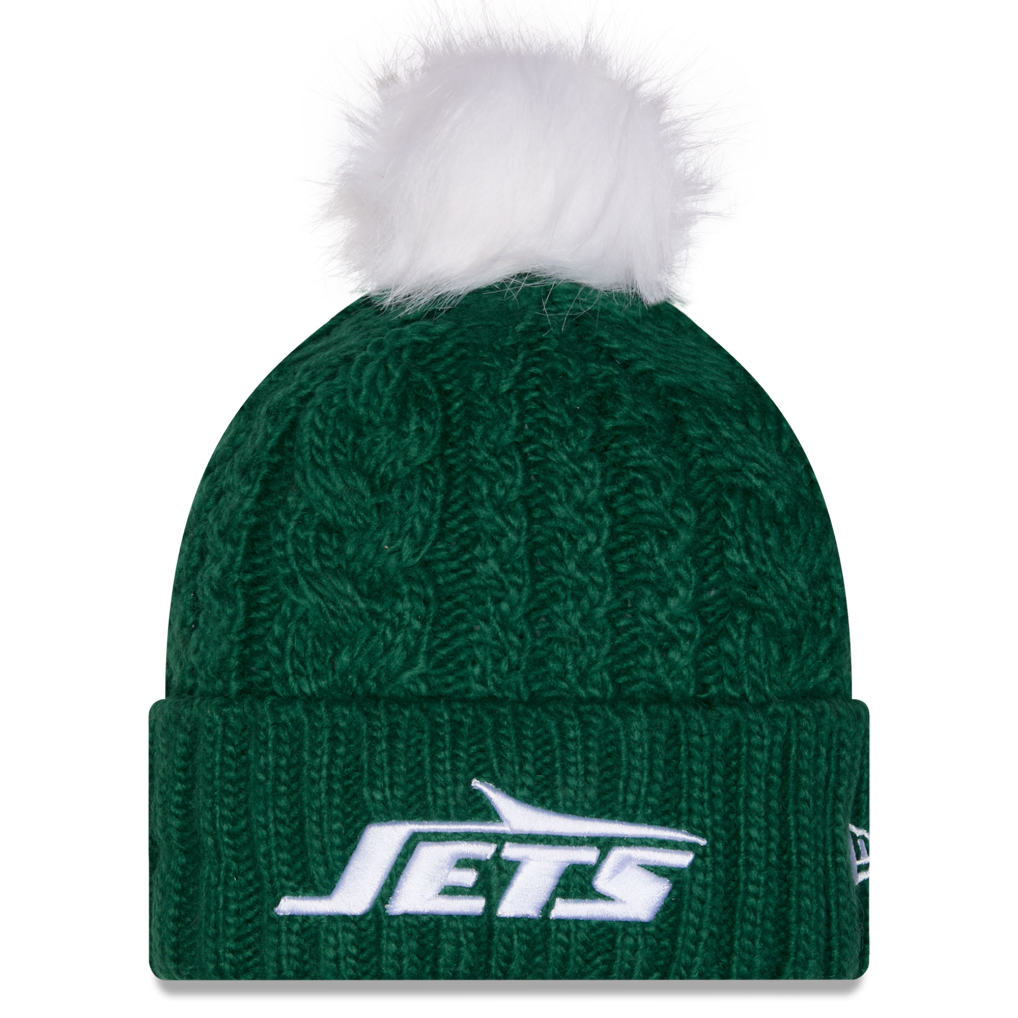 Women's New Era Green New York Jets Single Knit Hat with Pom