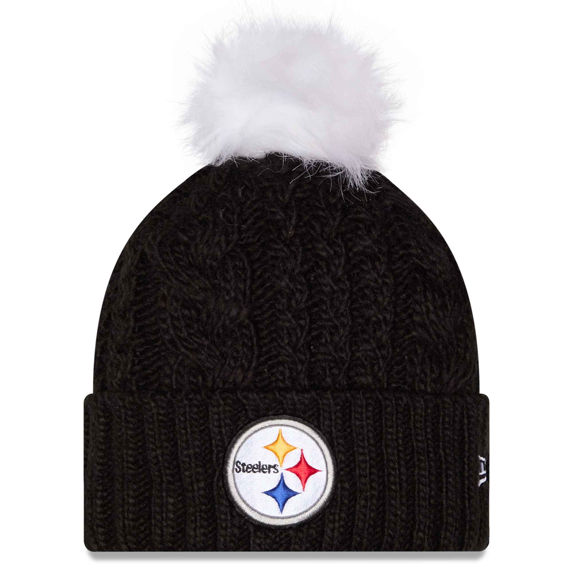 Women's New Era Black Pittsburgh Steelers Single Knit Hat with Pom