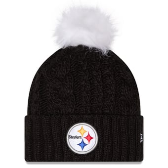 Women's New Era Black Pittsburgh Steelers Single Knit Hat with Pom