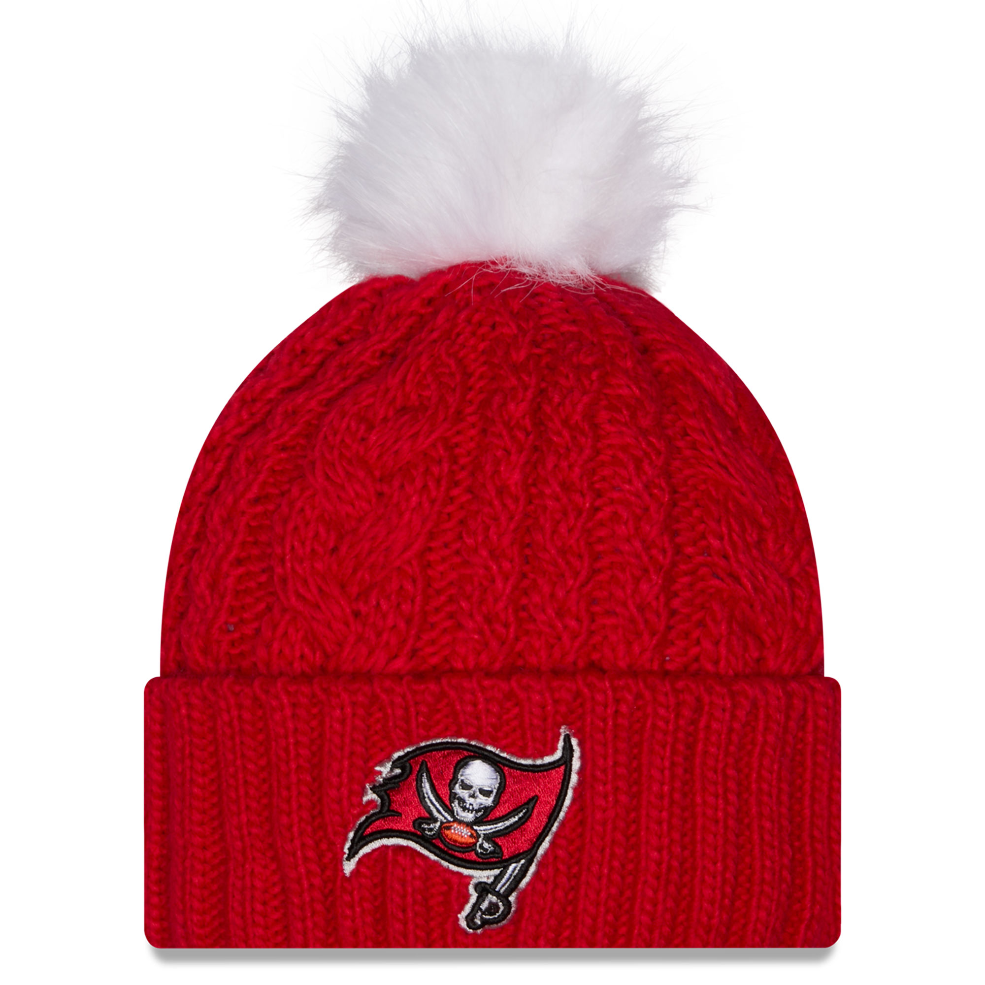 Women's New Era Red Tampa Bay Buccaneers Single Knit Hat with Pom