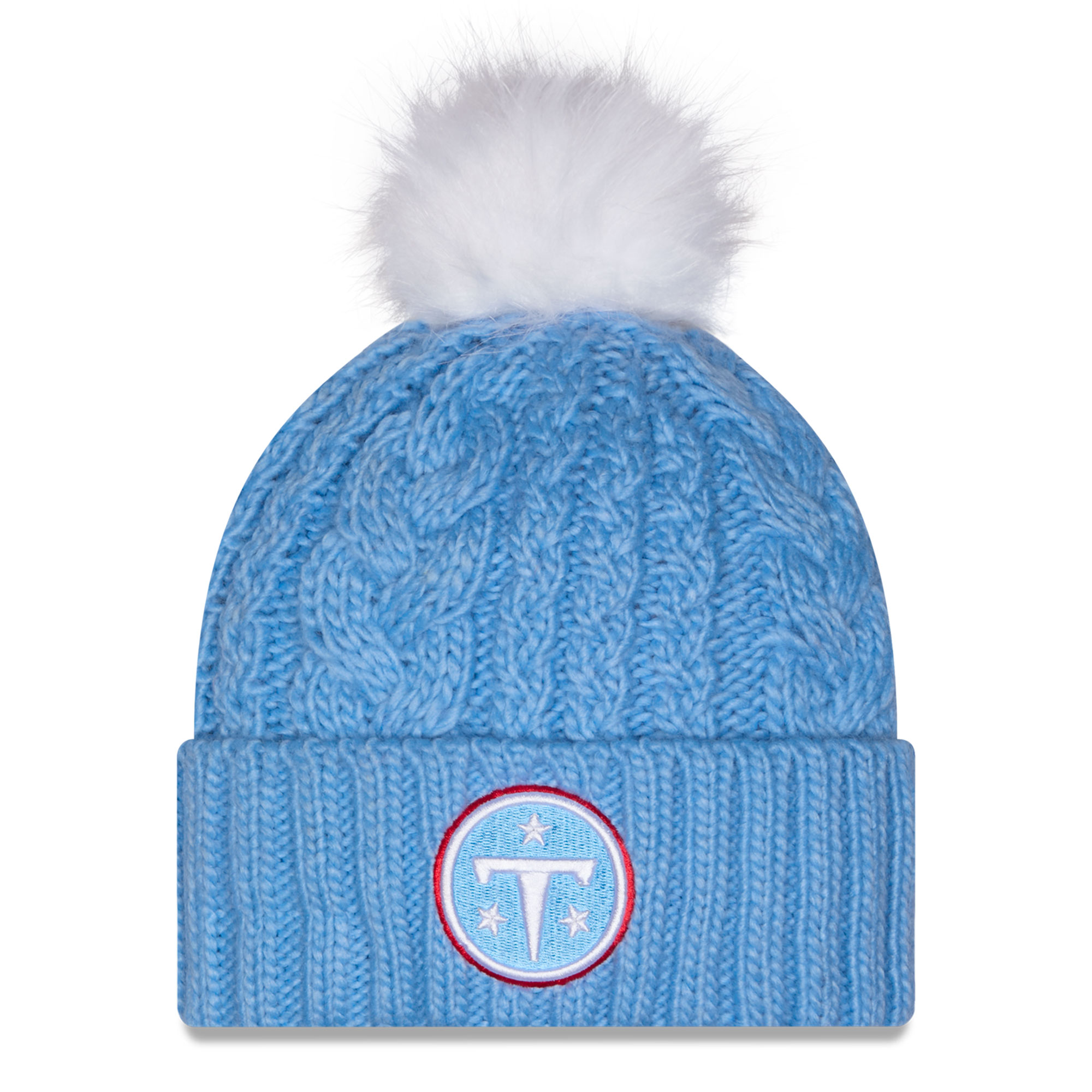 Women's New Era Light Blue Tennessee Titans Single Knit Hat with Pom