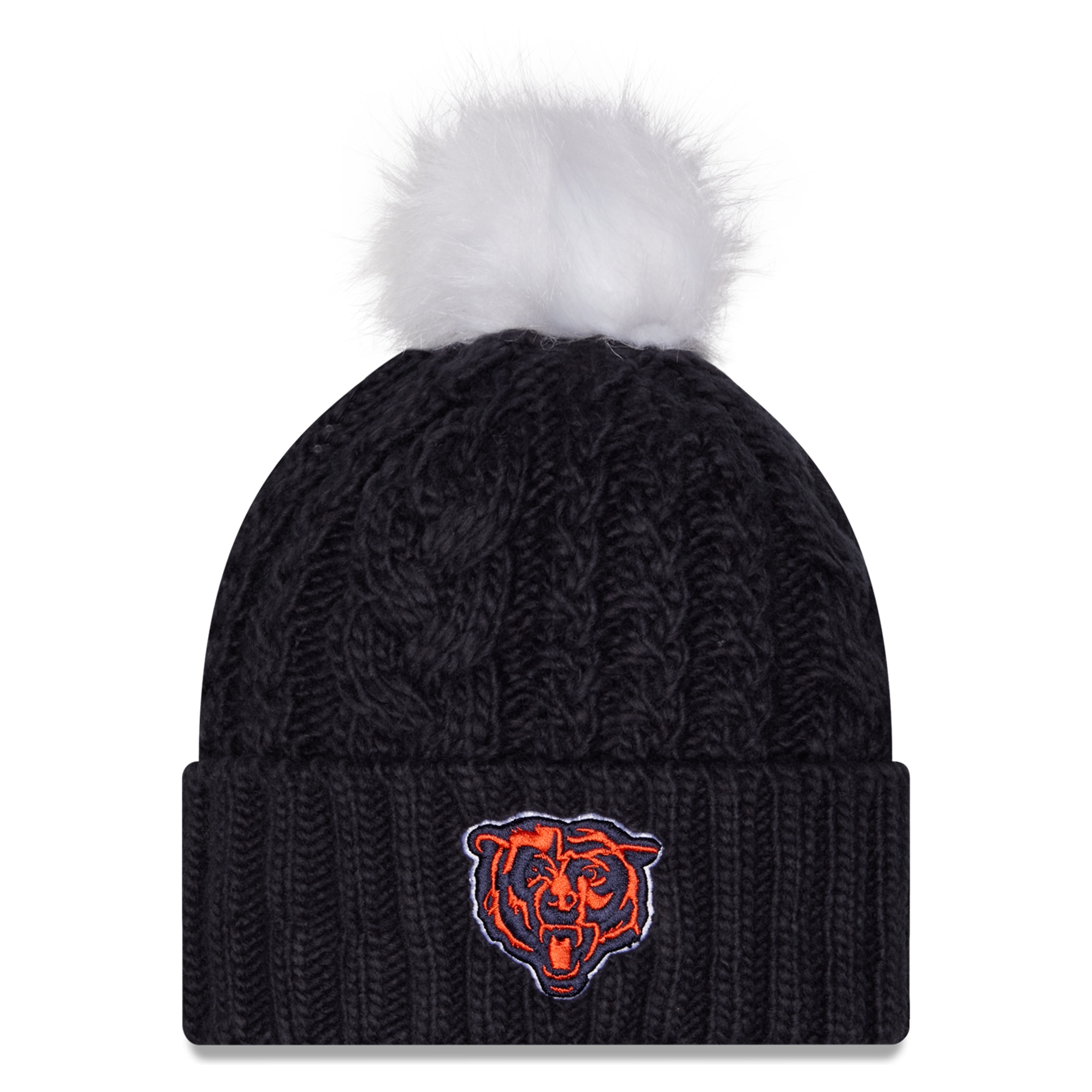 Women's New Era Navy Chicago Bears Single Knit Hat with Pom