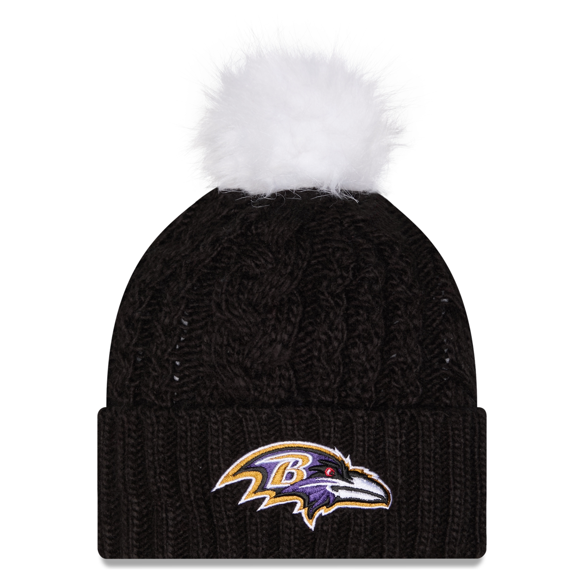 Women's New Era Black Baltimore Ravens Single Knit Hat with Pom