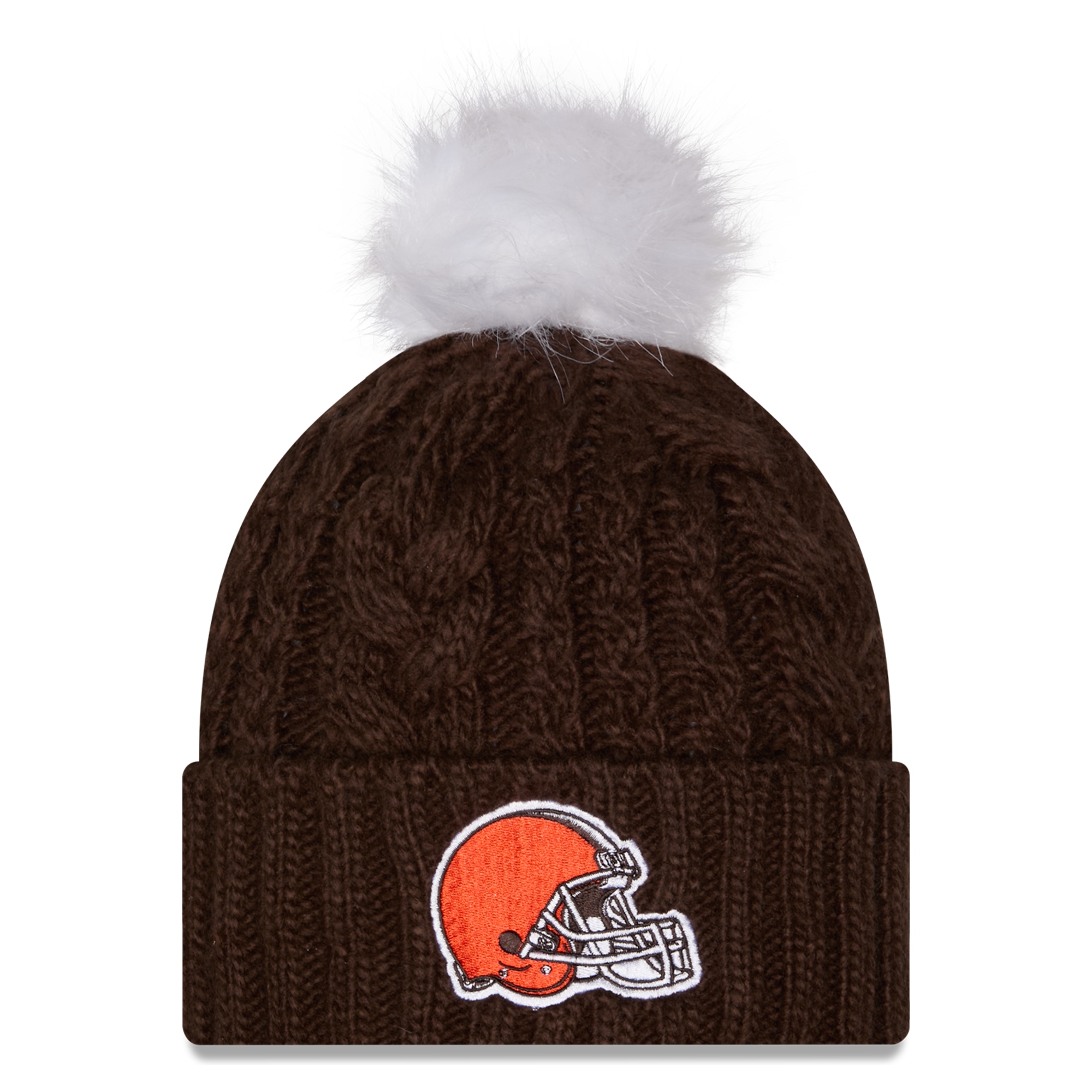 Women's New Era Brown Cleveland Browns Single Knit Hat with Pom