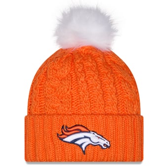 Women's New Era Orange Denver Broncos Single Knit Hat with Pom