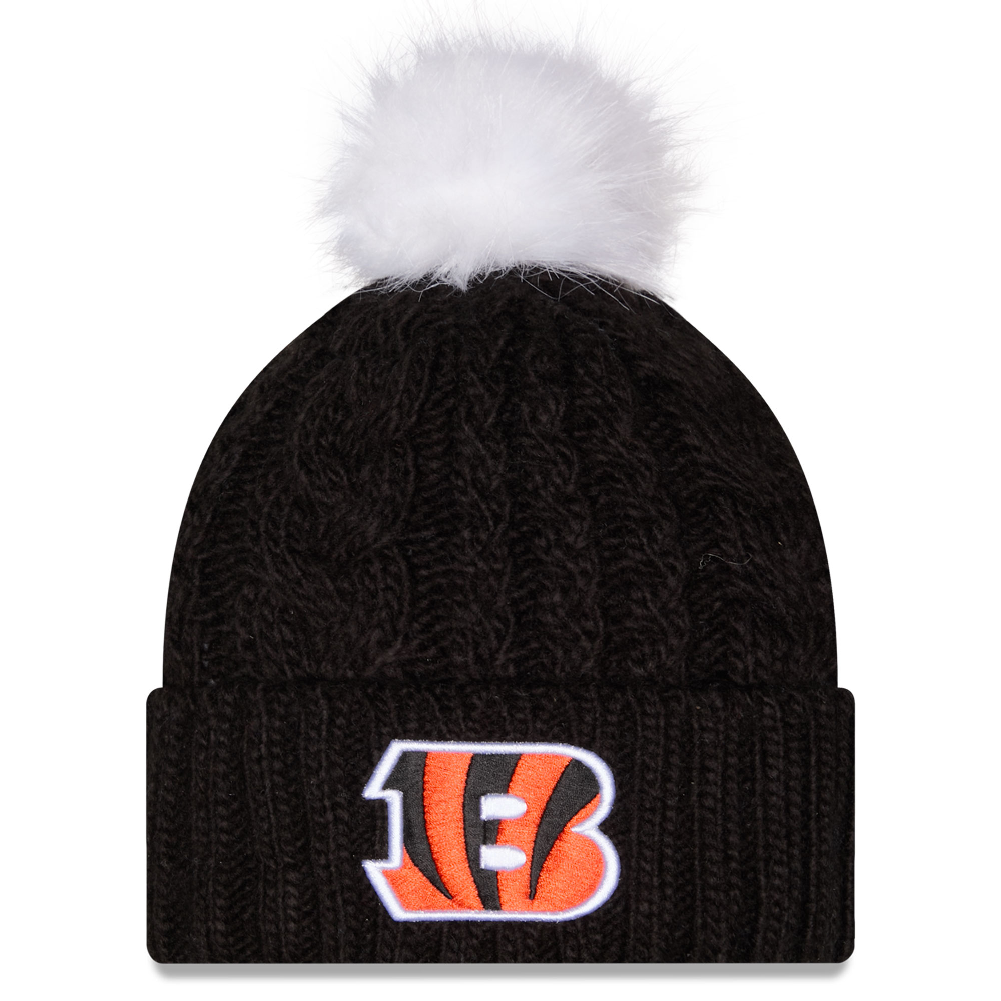 Women's New Era Black Cincinnati Bengals Single Knit Hat with Pom