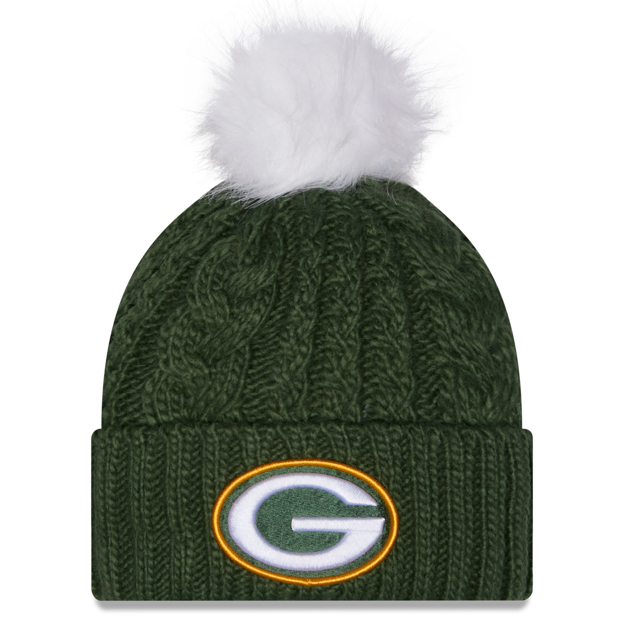 Women's New Era Green Green Bay Packers Single Knit Hat with Pom