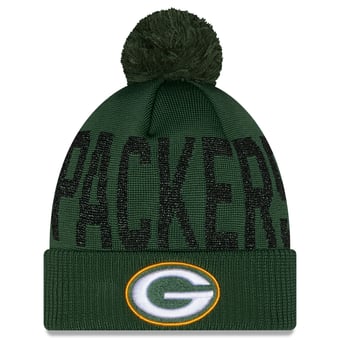 Women's New Era Green Green Bay Packers Shimmer Cuffed Knit Hat with Pom