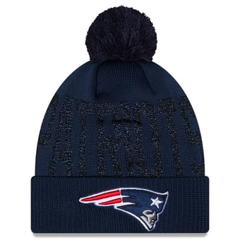 Women's New Era Navy New England Patriots Shimmer Cuffed Knit Hat with Pom