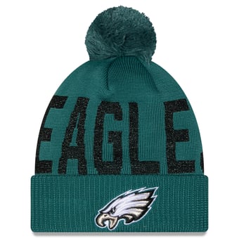Women's New Era Midnight Green Philadelphia Eagles Shimmer Cuffed Knit Hat with Pom