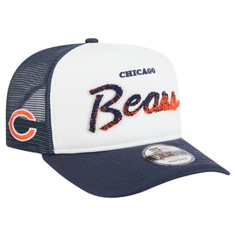 Men's New Era White/Navy Chicago Bears Foam A-Frame 9FIFTY Snapback Trucker Hat
