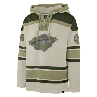 Men's '47 Beige Minnesota Wild OHT Military Appreciation Lacer Hoodie