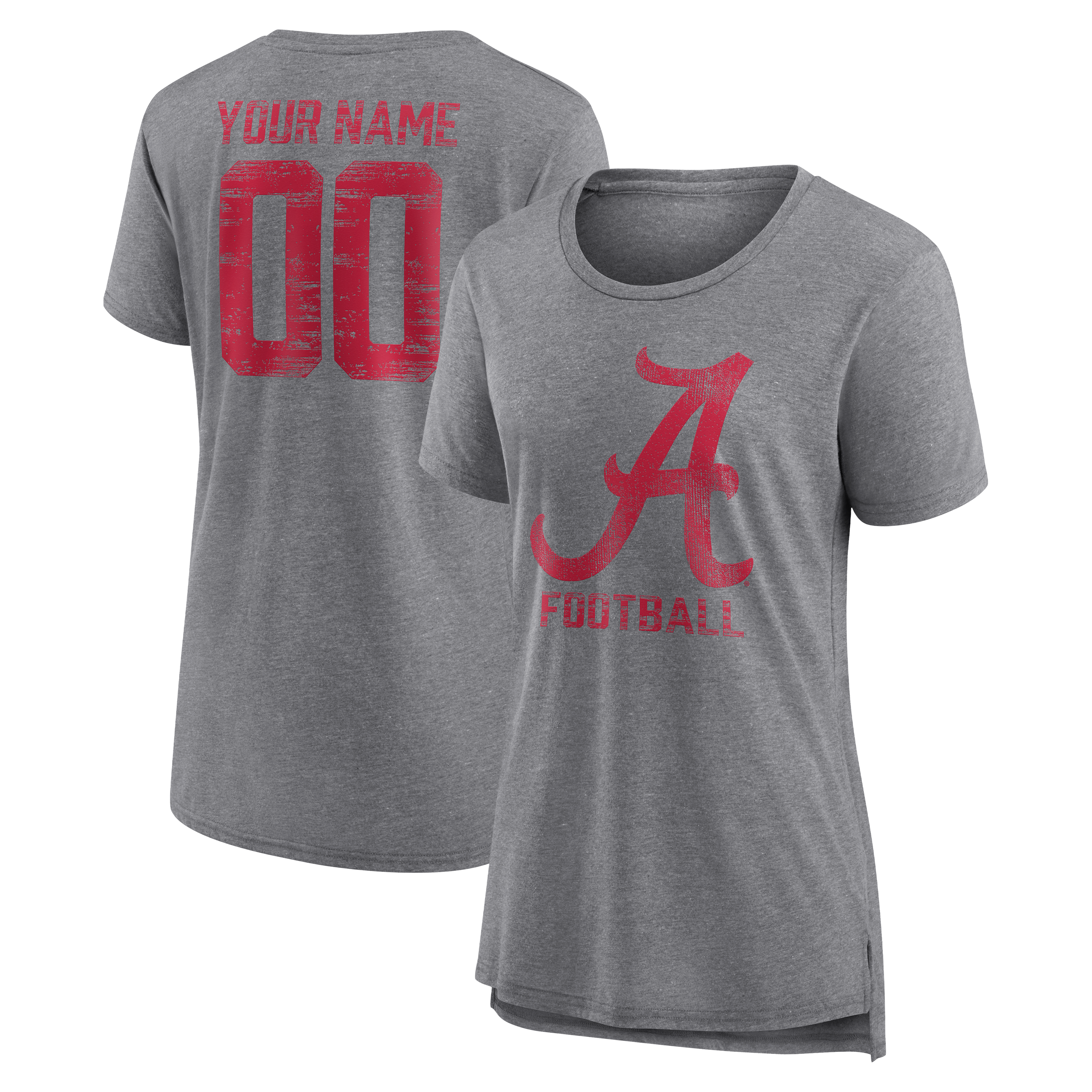 Women's Gray Alabama Crimson Tide Personalized Heritage Any Name & Number Tri-Blend T-Shirt