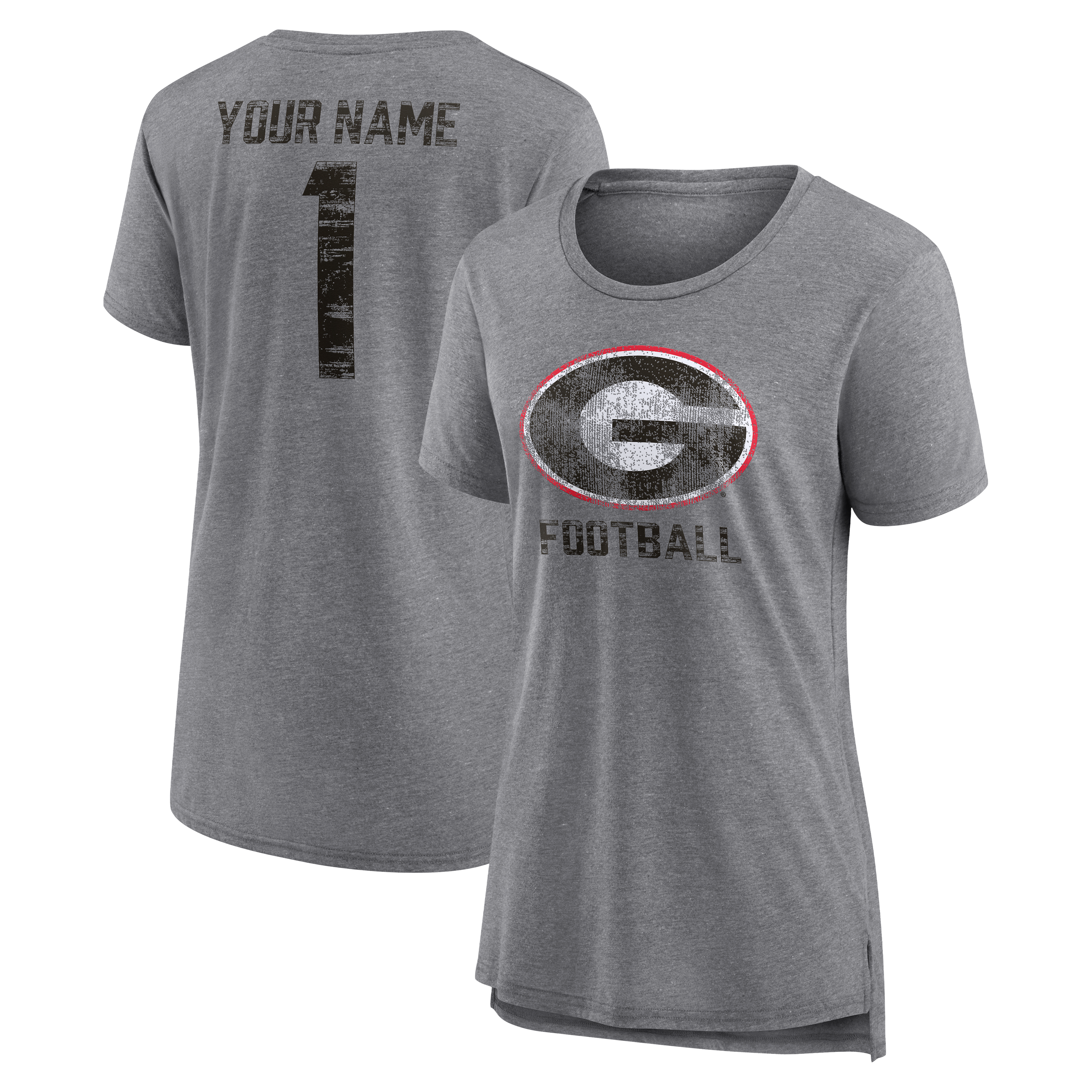 Women's Gray Georgia Bulldogs Personalized Heritage Any Name Tri-Blend T-Shirt
