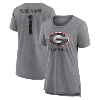 Women's Gray Georgia Bulldogs Personalized Heritage Any Name Tri-Blend T-Shirt