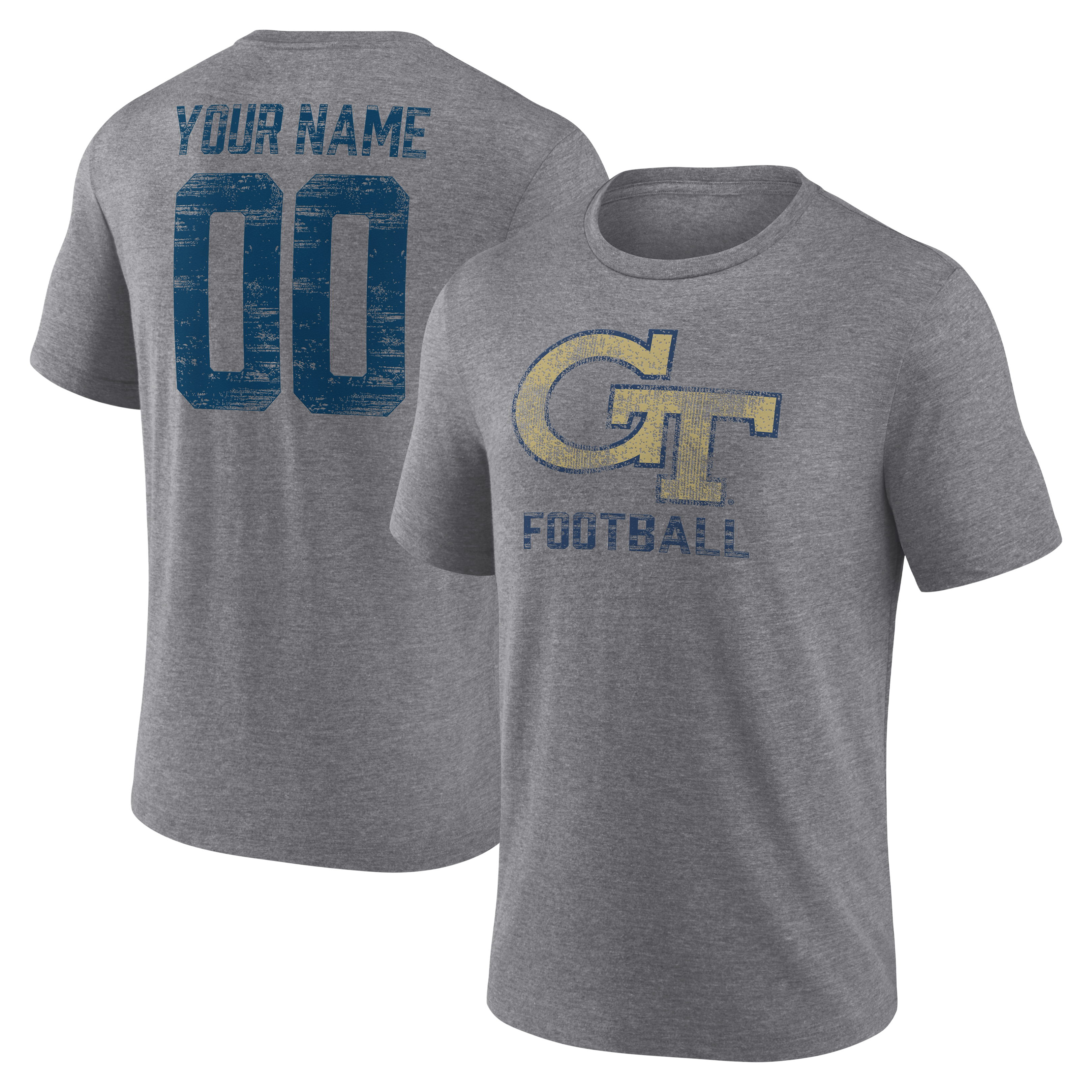 Men’s Gray Georgia Tech Yellow Jackets Personalized Heritage Any Name & Number Tri-Blend T-Shirt Men’s Gray Georgia Tech Yellow Jackets Personalized Heritage Any Name & Number Tri-Blend T-Shirt