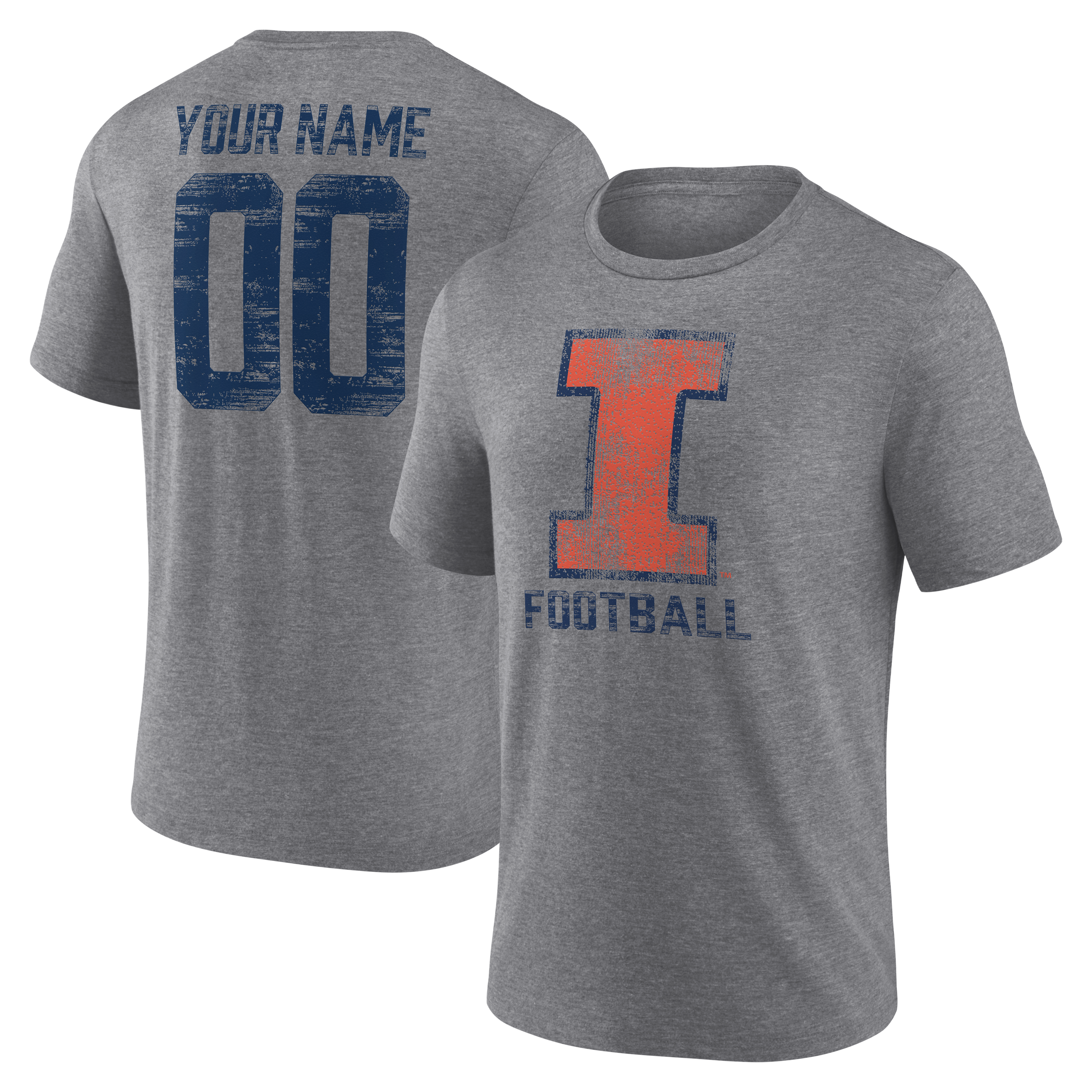 Men’s Gray Illinois Fighting Illini Personalized Heritage Any Name & Number Tri-Blend T-Shirt Men’s Gray Illinois Fighting Illini Personalized Heritage Any Name & Number Tri-Blend T-Shirt